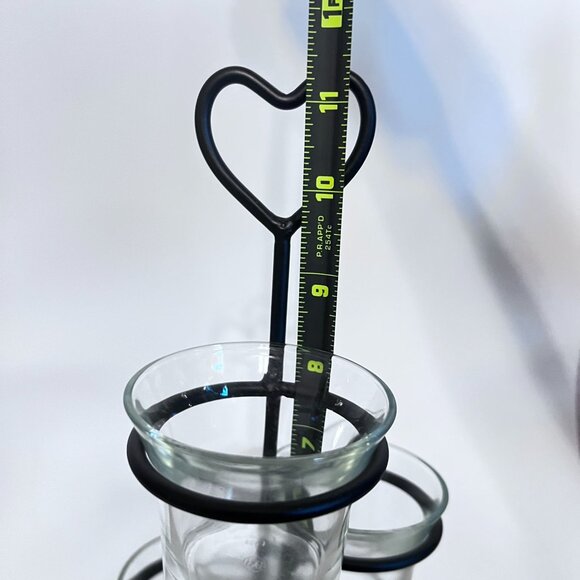 Heart-Shaped Black Metal 3 Glass candle Holders Stand Storage Display Trinkets - Picture 4 of 6